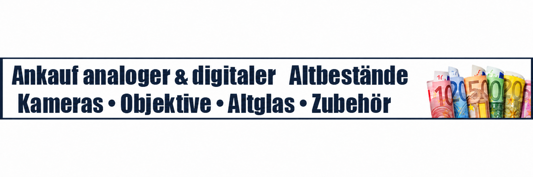 Ankauf analoger und digitaler Altbestände: Kameras, Objektive, Altglas und Zubehör.